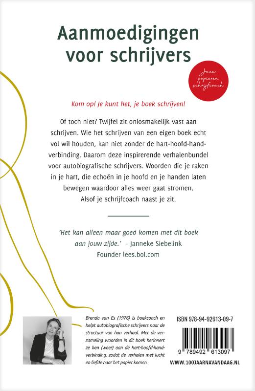 Achterkant van Aanmoedigingen voor schrijvers