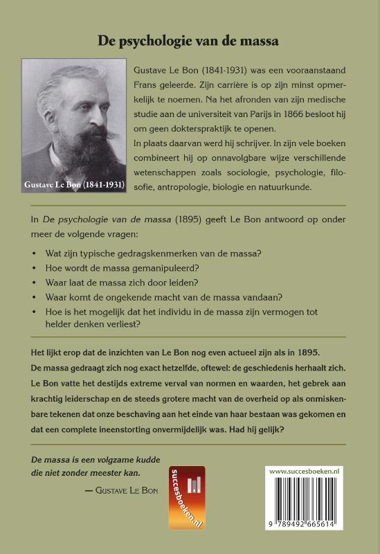 Achterkant van De psychologie van de massa