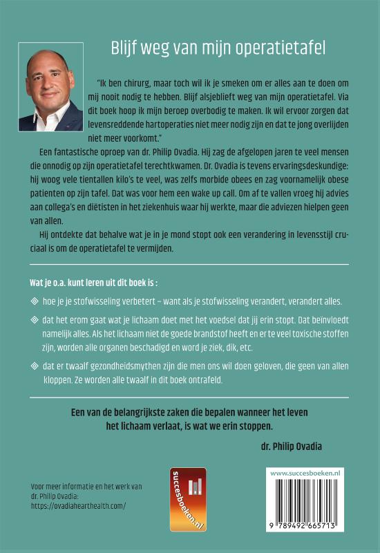 Achterkant van Blijf weg van mijn operatietafel