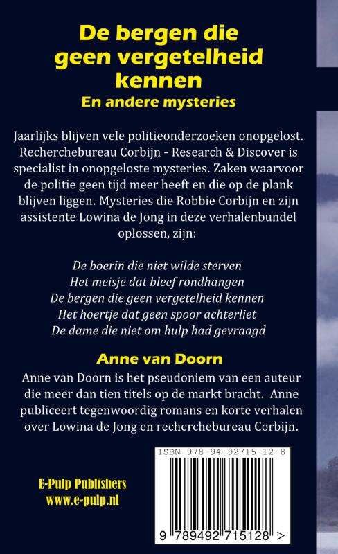 Achterkant van De bergen die geen vergetelheid kennen