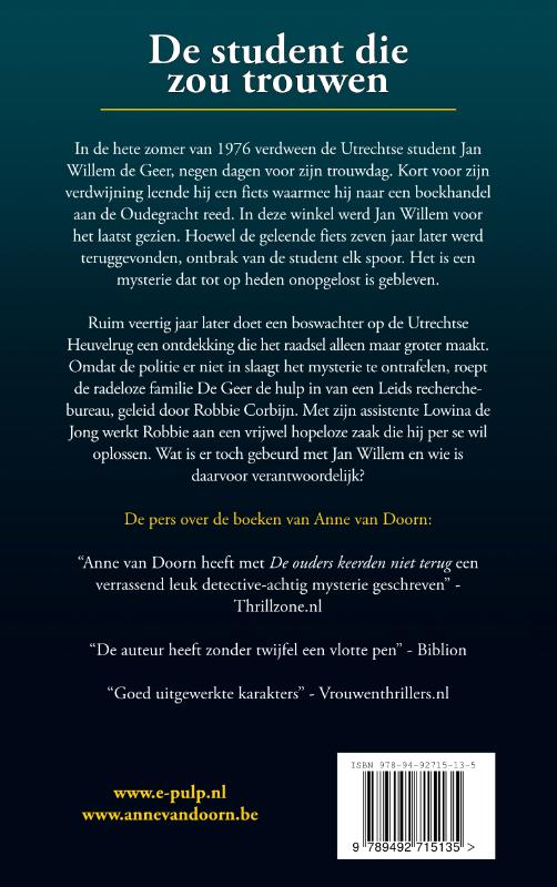 Achterkant van De student die zou trouwen