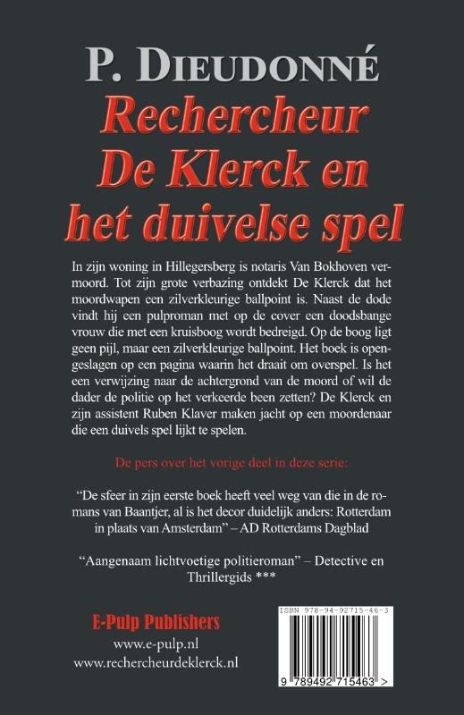 Achterkant van Rechercheur De Klerck en het duivelse spel