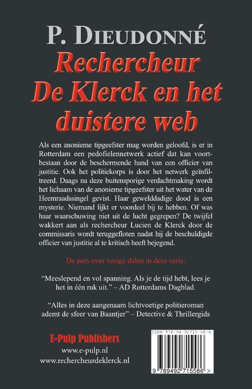 Achterkant van Rechercheur De Klerck en het duistere web
