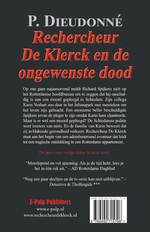 Achterkant van Rechercheur De Klerck en de ongewenste dood