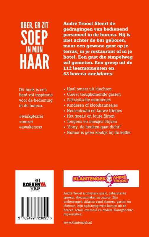 Achterkant van Ober, er zit soep in mijn haar
