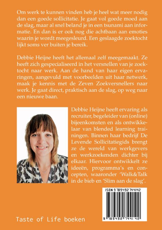 Achterkant van De Zeven Zoekversnellers naar werk