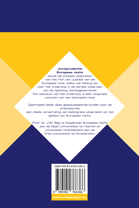 Achterkant van Jurisprudentie Europees recht 1963-2018