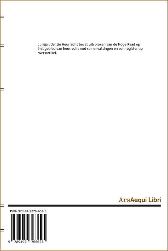 Achterkant van Jurisprudentie Huurrecht 2019