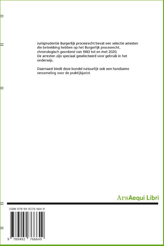 Achterkant van Jurisprudentie Burgerlijk Procesrecht 1983-2020
