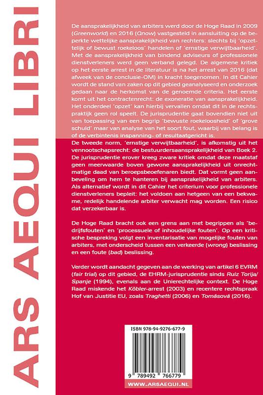 Achterkant van Aansprakelijkheid van de arbiter: ‘bewuste roekeloosheid’, ‘ernstig verwijt’ of ‘bekwame arbiter’ als maatstaf?
