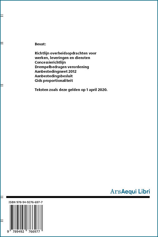 Achterkant van Aanbestedingsrecht 2020-2022 Studenteneditie