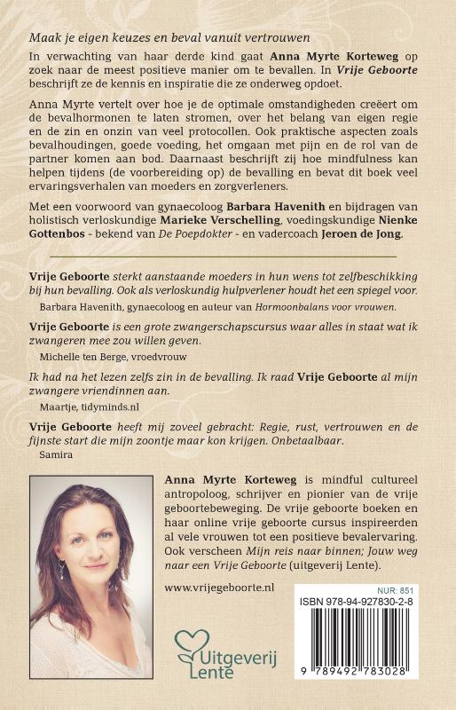 Achterkant van Vrije Geboorte