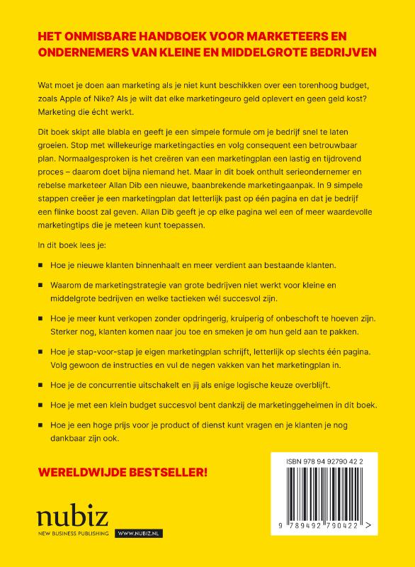 Achterkant van Een marketingplan van 1 pagina