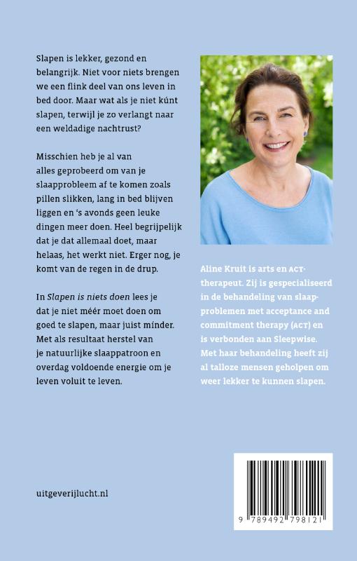 Achterkant van Slapen is niets doen