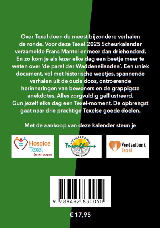 Achterkant van Texel Scheurkalender 2025