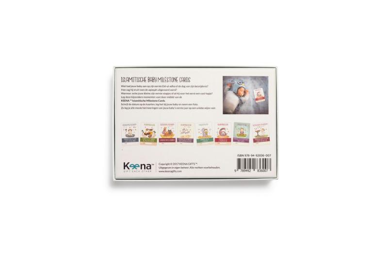 Achterkant van Islamitische Baby Milestone Cards
