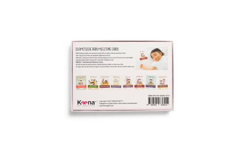 Achterkant van Islamitische Baby Milestone Cards