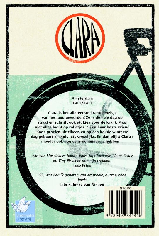 Achterkant van Clara het krantenmeisje