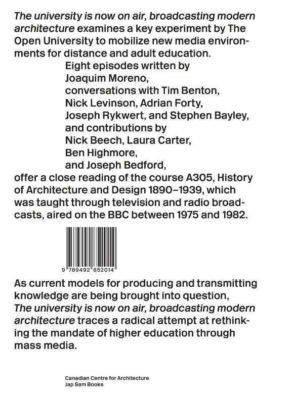 Achterkant van The university is now on air, broadcasting modern architecture