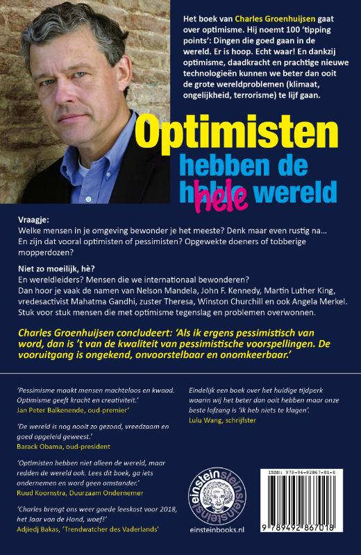 Achterkant van Optimisten hebben de hele wereld