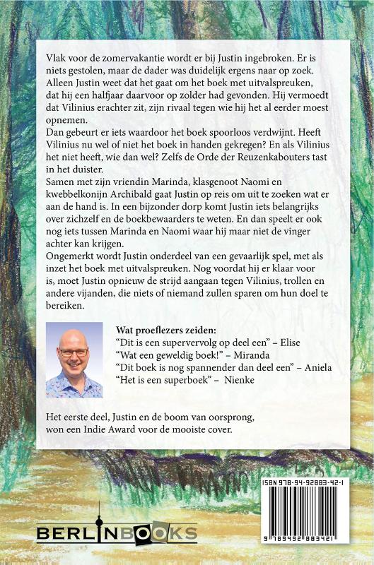 Achterkant van Justin en de boekbewaarder