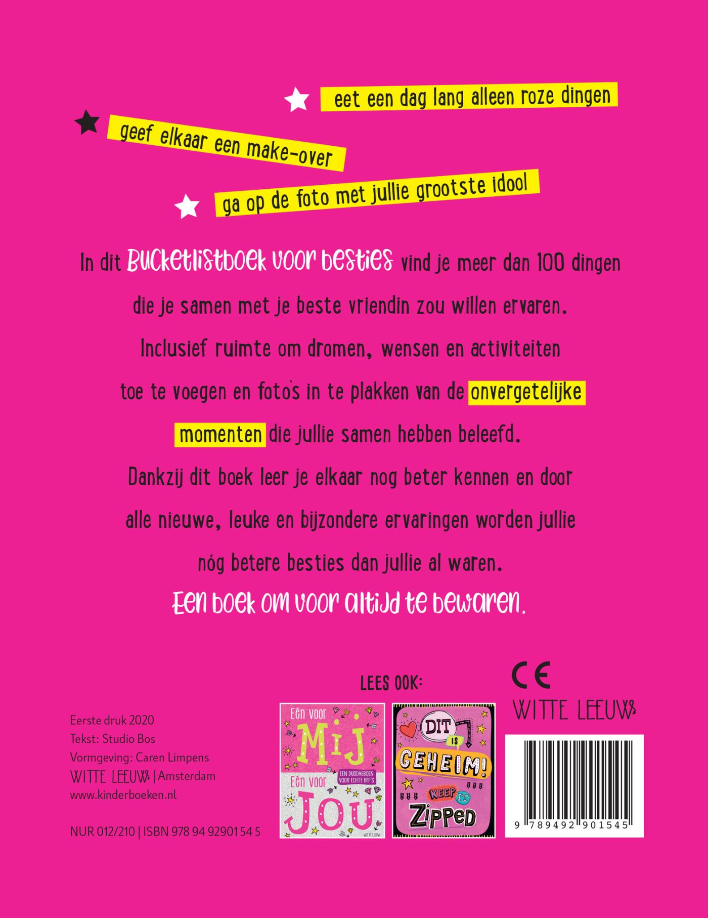 Achterkant van Bucketlistboek voor Besties