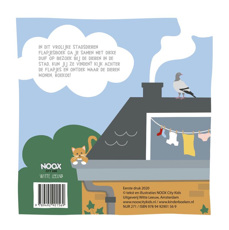 Achterkant van Het vrolijke stadsdieren flapjesboek