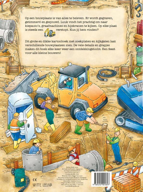 Achterkant van Waar is de gele graafmachine?