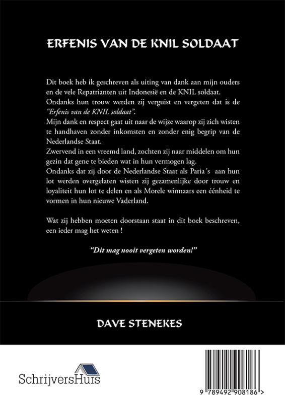Achterkant van Erfenis van de KNIL soldaat