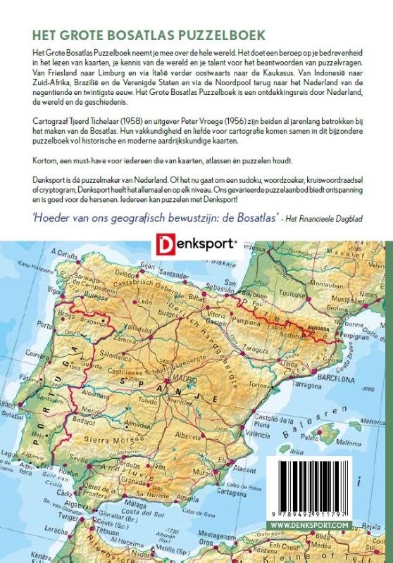 Achterkant van Denksport Het Grote Bosatlas Puzzelboek