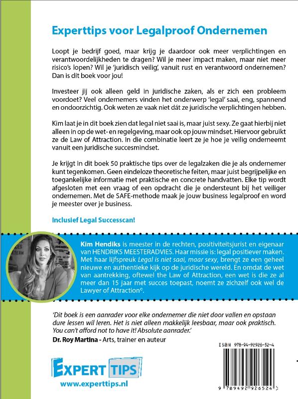 Achterkant van Experttips voor Legalproof Ondernemen