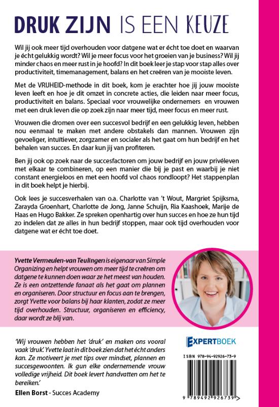 Achterkant van Druk zijn is een keuze