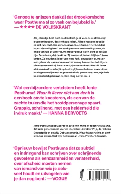 Achterkant van Waar ik liever niet aan denk
