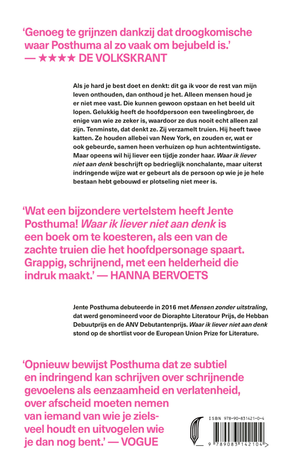 Achterkant van Waar ik liever niet aan denk