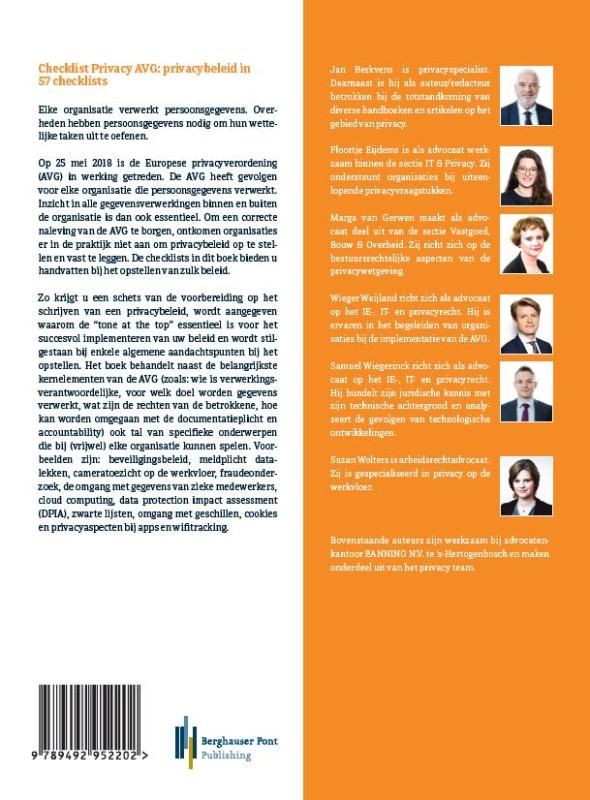 Achterkant van Checklist Privacy AVG