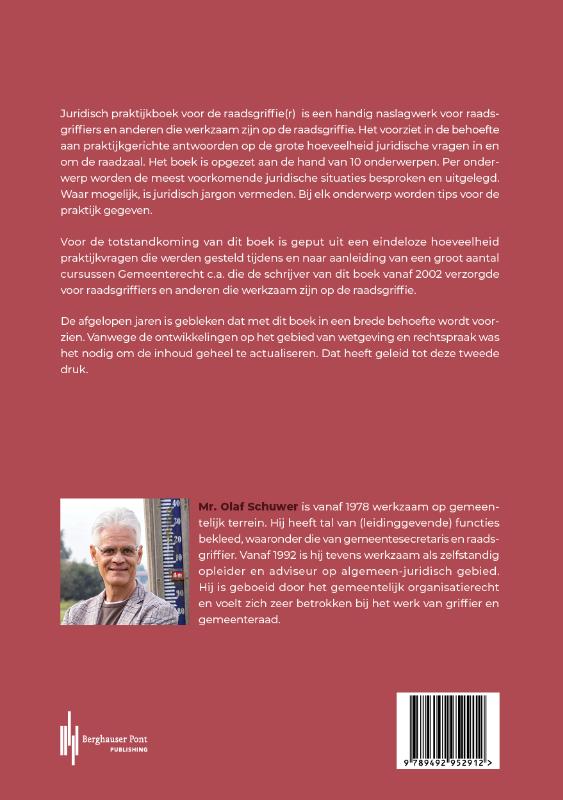Achterkant van Juridisch praktijkboek voor de raadsgriffie(r)