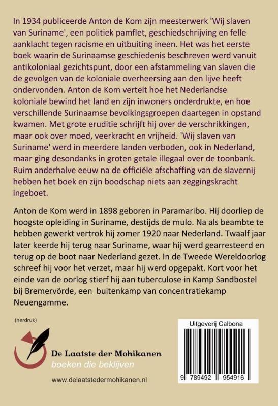 Achterkant van Wij slaven van Suriname GLB