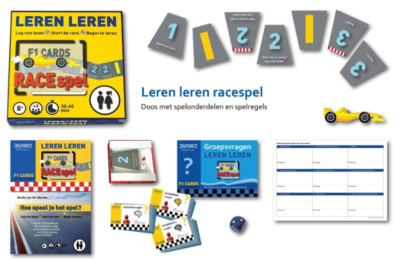 Achterkant van Leren leren racespel