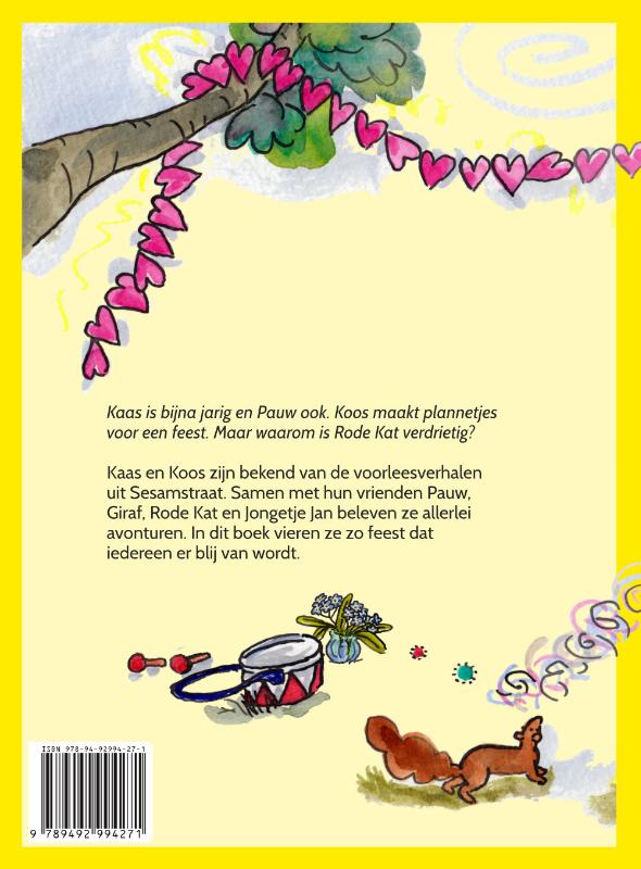 Achterkant van Kaas en Koos vieren feest