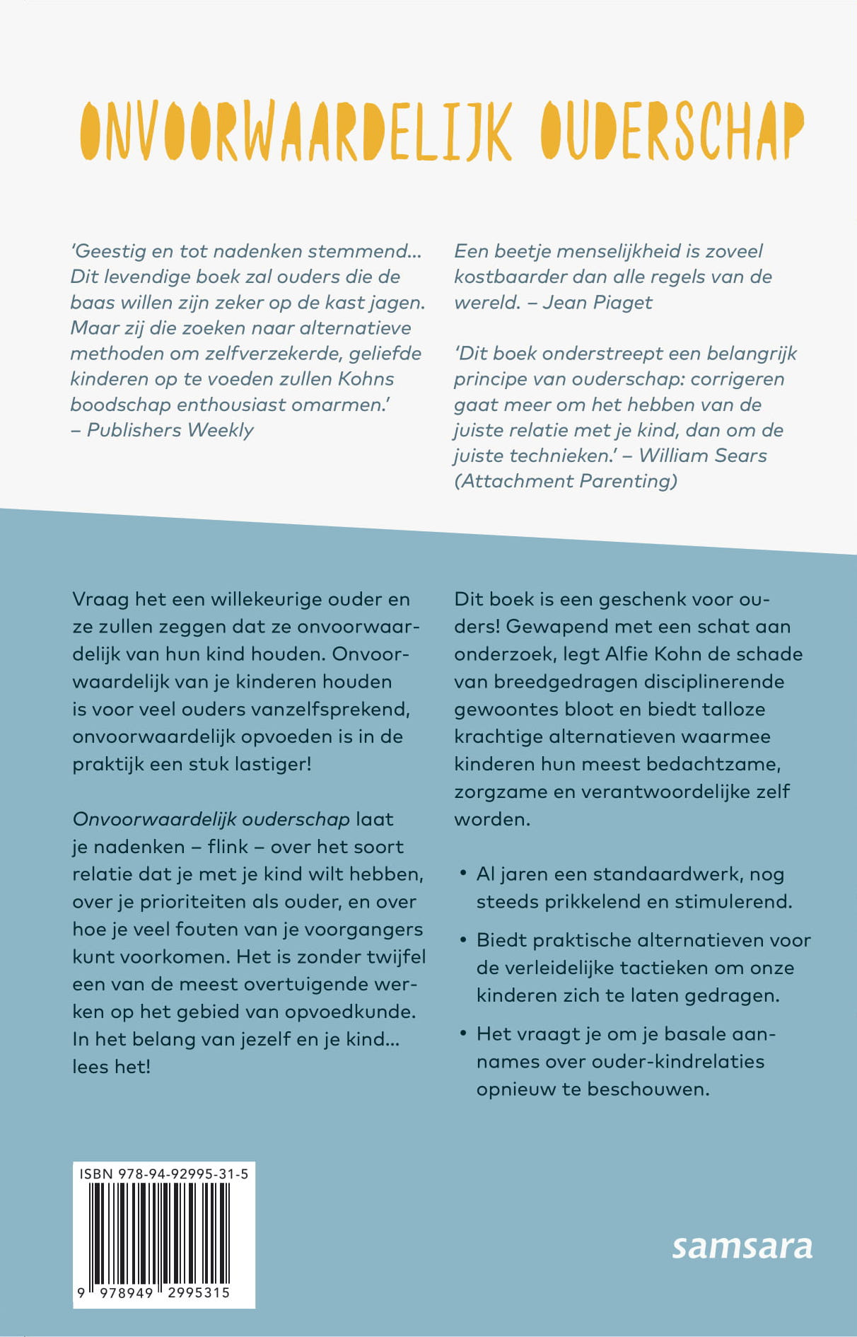 Achterkant van Onvoorwaardelijk ouderschap
