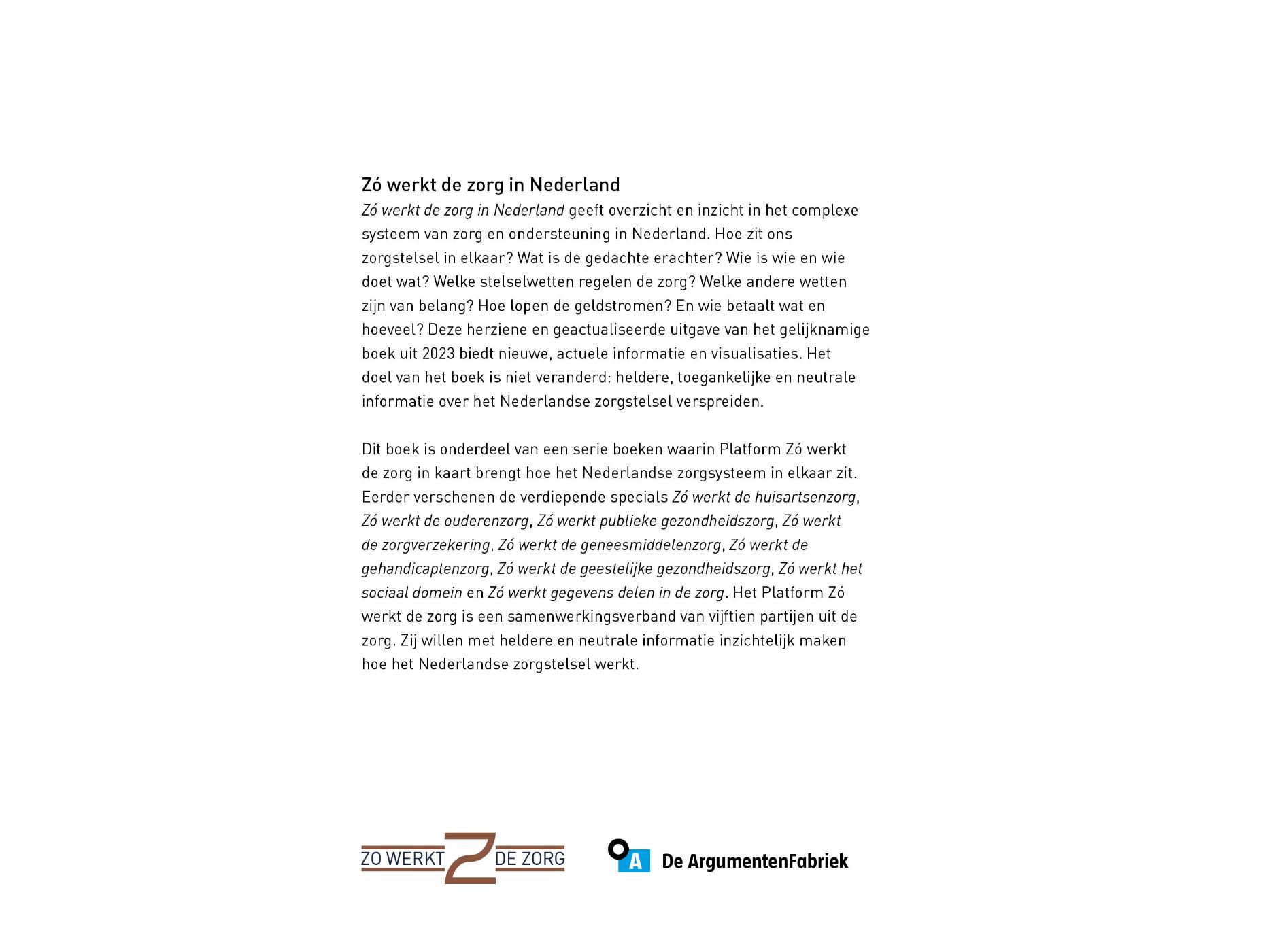 Achterkant van Zo werkt de zorg in Nederland