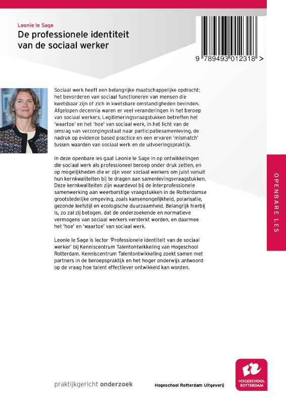 Achterkant van De professionele identiteit van de sociaal werker