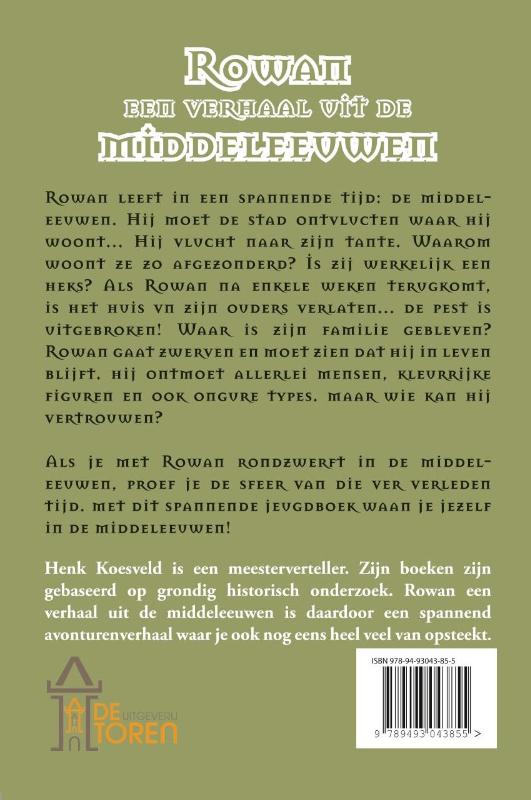 Achterkant van Rowan een verhaal uit de middeleeuwen
