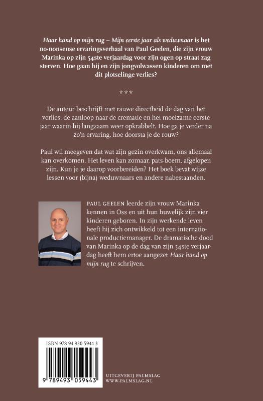 Achterkant van Haar hand op mijn rug