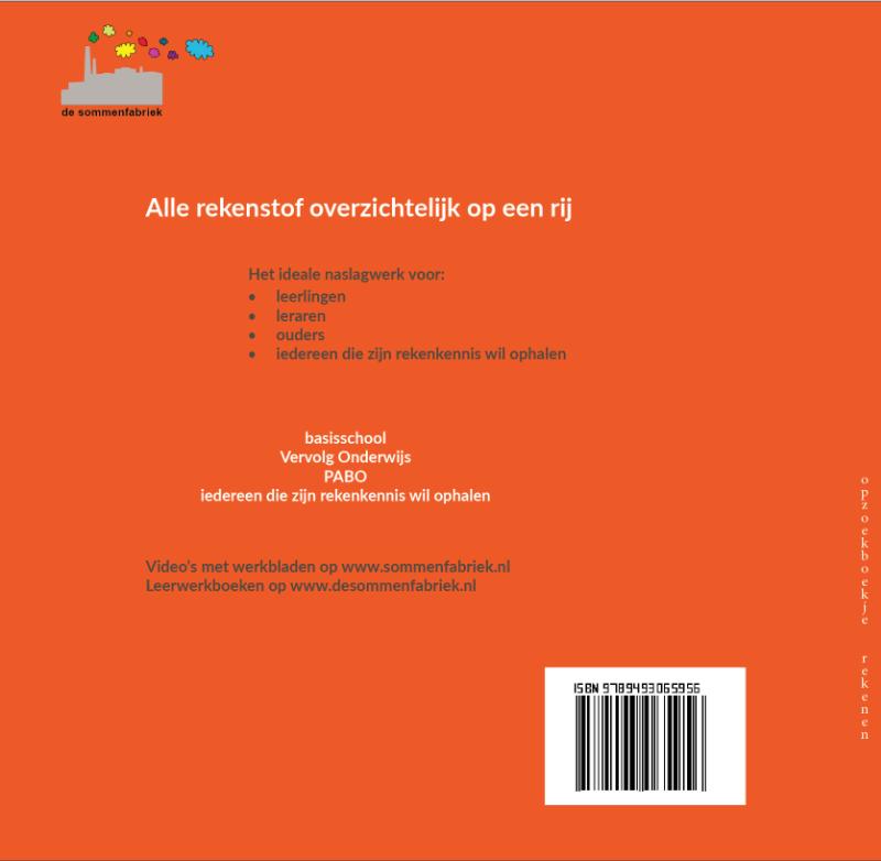 Achterkant van Opzoekboekje rekenen