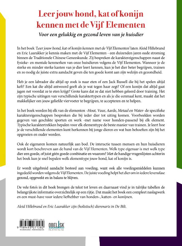 Achterkant van Leer jouw hond, kat of konijn kennen met de Vijf Elementen