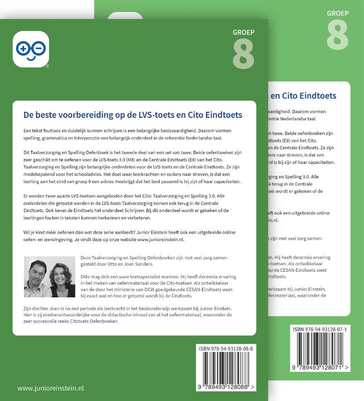 Achterkant van Taalverzorging en Spelling Cito Oefenboeken Set Deel 1 en 2