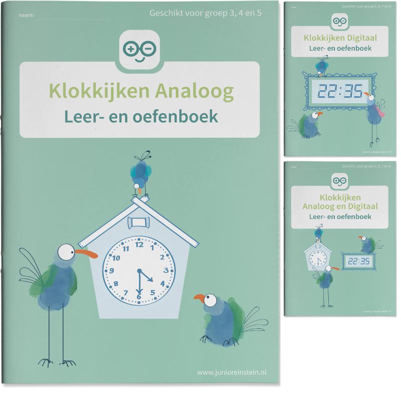 Achterkant van Klokkijken Oefenboeken Analoog en Digitaal