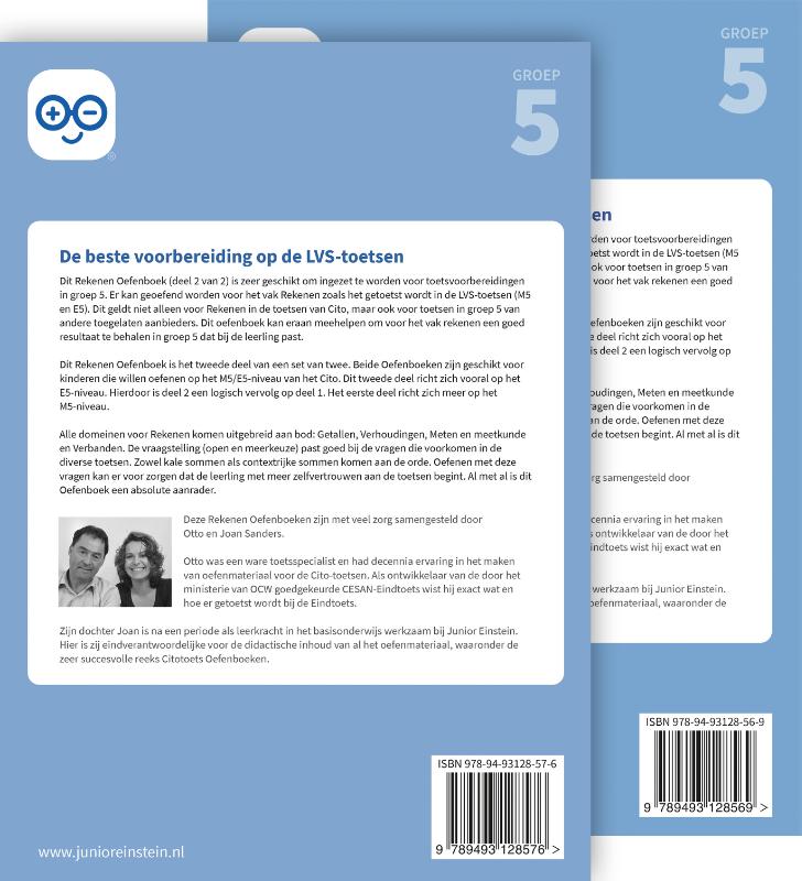 Achterkant van Rekenen Oefenboek Set deel 1 en 2 groep 5