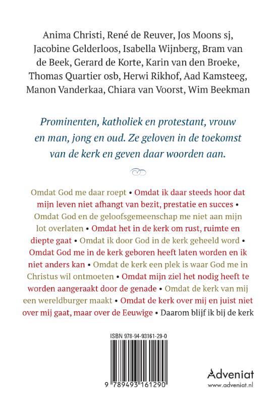 Achterkant van Daarom blijf ik bij de kerk